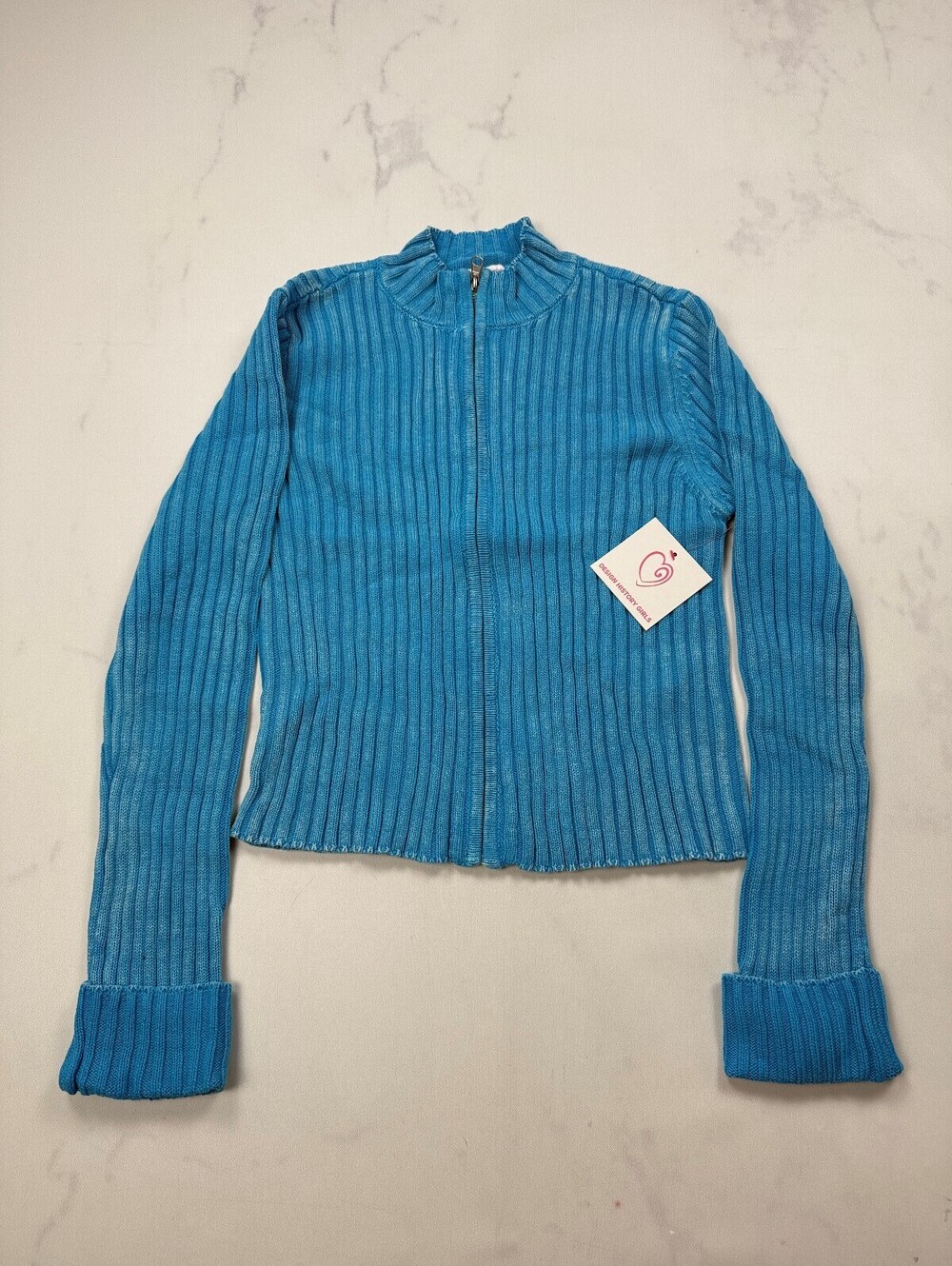 Desgin History Cardigan Blue 90s VTG Full Zip - Girls XXL